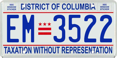 DC license plate EM3522