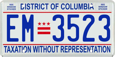 DC license plate EM3523