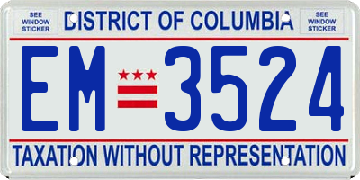 DC license plate EM3524
