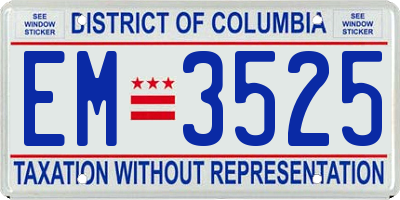 DC license plate EM3525