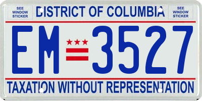 DC license plate EM3527