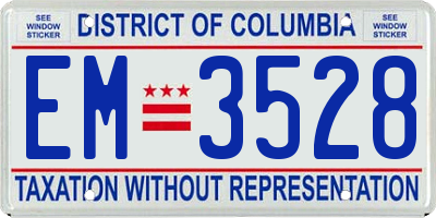 DC license plate EM3528