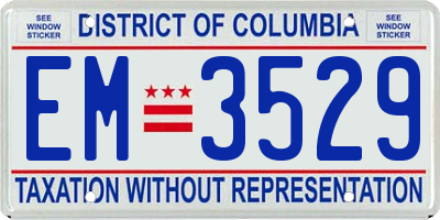 DC license plate EM3529