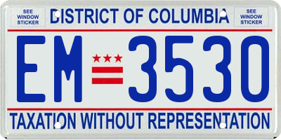 DC license plate EM3530