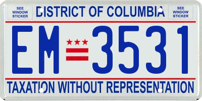 DC license plate EM3531