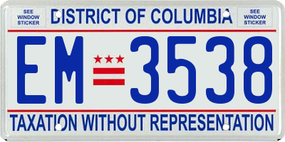 DC license plate EM3538