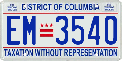 DC license plate EM3540