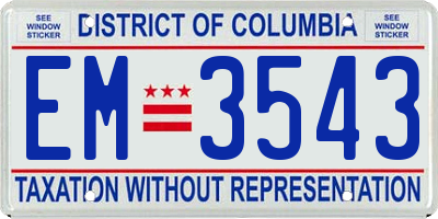 DC license plate EM3543