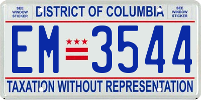 DC license plate EM3544