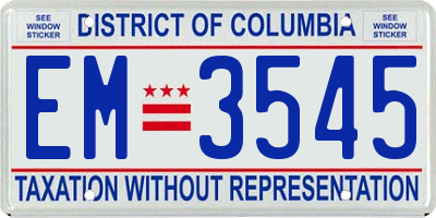 DC license plate EM3545