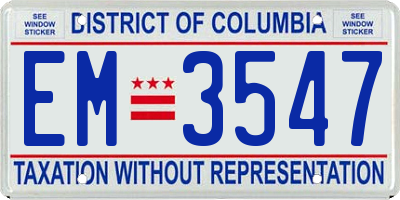 DC license plate EM3547