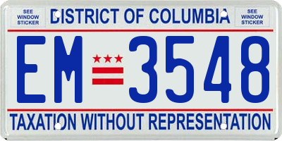 DC license plate EM3548
