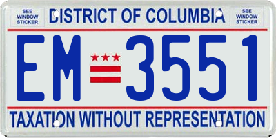 DC license plate EM3551