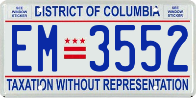 DC license plate EM3552
