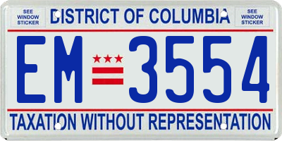 DC license plate EM3554