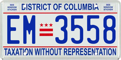 DC license plate EM3558