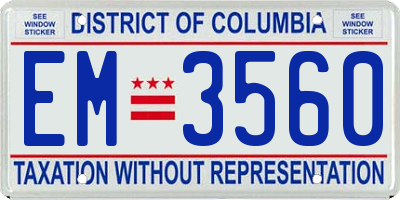 DC license plate EM3560