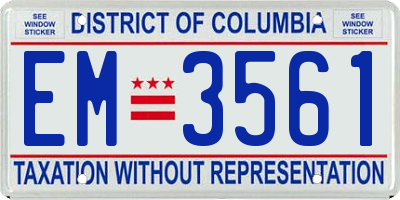 DC license plate EM3561