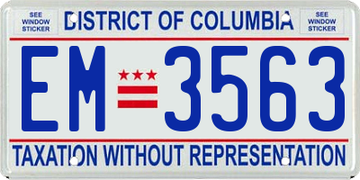 DC license plate EM3563