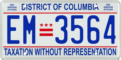 DC license plate EM3564