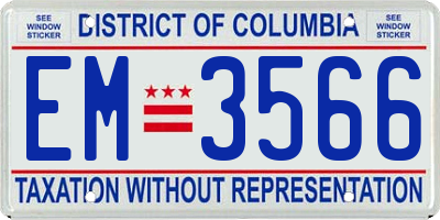 DC license plate EM3566