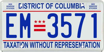 DC license plate EM3571