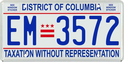 DC license plate EM3572