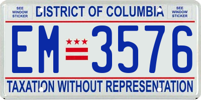 DC license plate EM3576