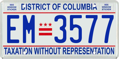 DC license plate EM3577