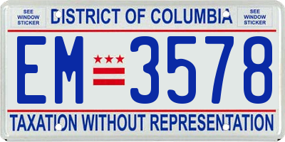 DC license plate EM3578