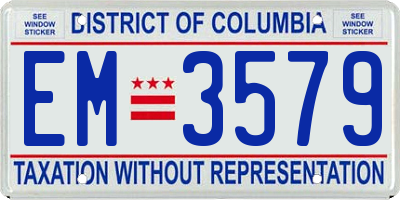DC license plate EM3579