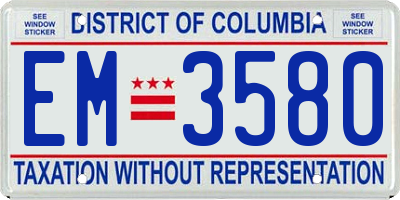 DC license plate EM3580