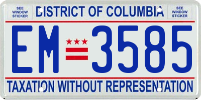 DC license plate EM3585
