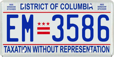 DC license plate EM3586