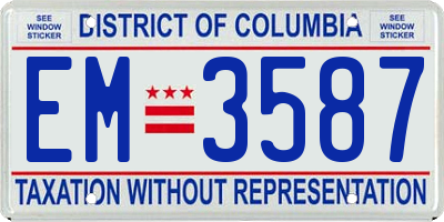 DC license plate EM3587