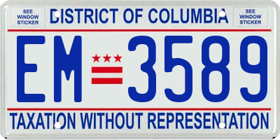 DC license plate EM3589
