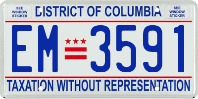 DC license plate EM3591