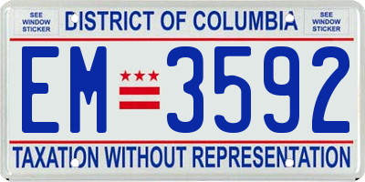 DC license plate EM3592