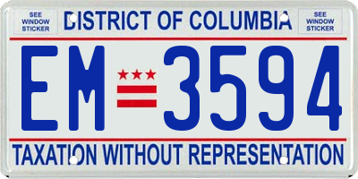 DC license plate EM3594