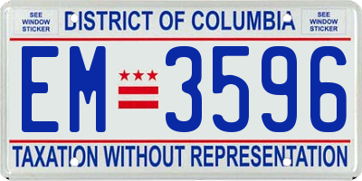 DC license plate EM3596