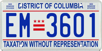 DC license plate EM3601