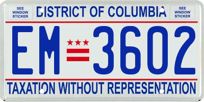 DC license plate EM3602