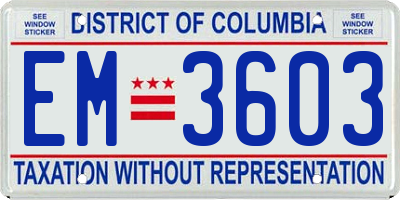 DC license plate EM3603