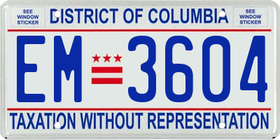 DC license plate EM3604