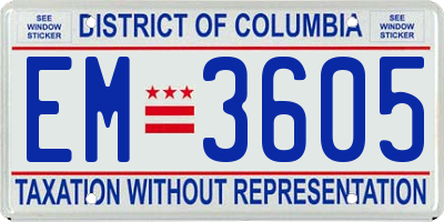 DC license plate EM3605