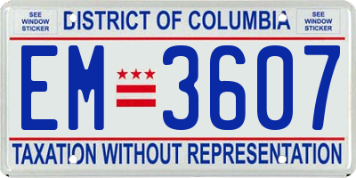 DC license plate EM3607