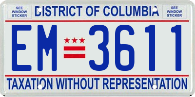 DC license plate EM3611