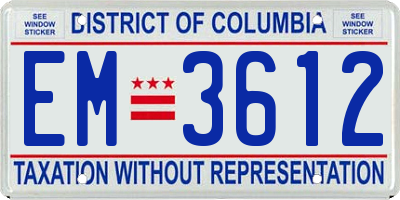 DC license plate EM3612