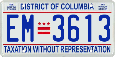 DC license plate EM3613