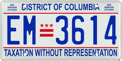 DC license plate EM3614